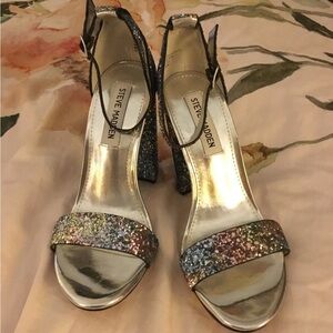 Steve Madden Glitter Carrson Block Heels NEVER WORN